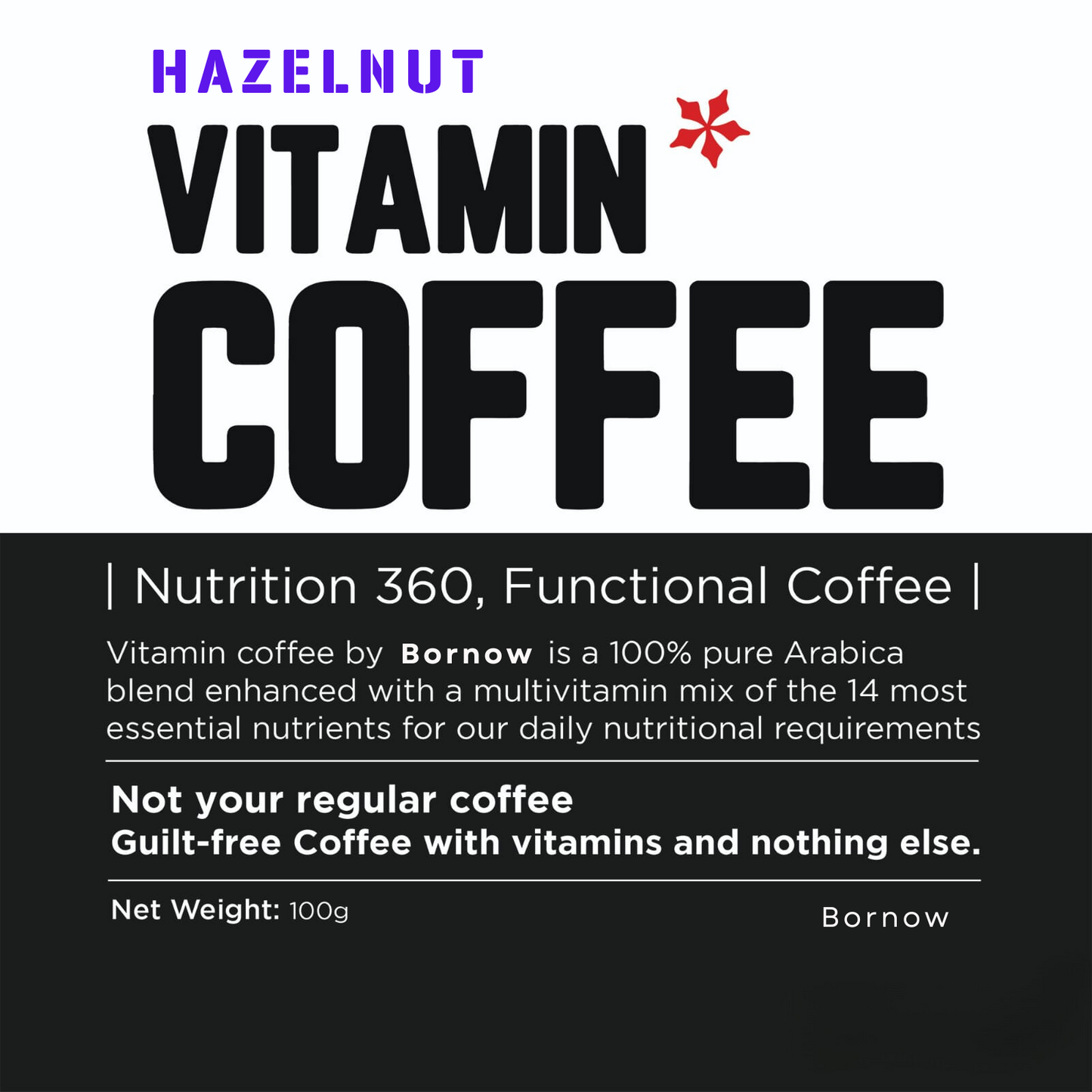 Bornow  Hazelnut Vitamin Coffee | 100% Pure Arabica | Freeze Dried Coffee