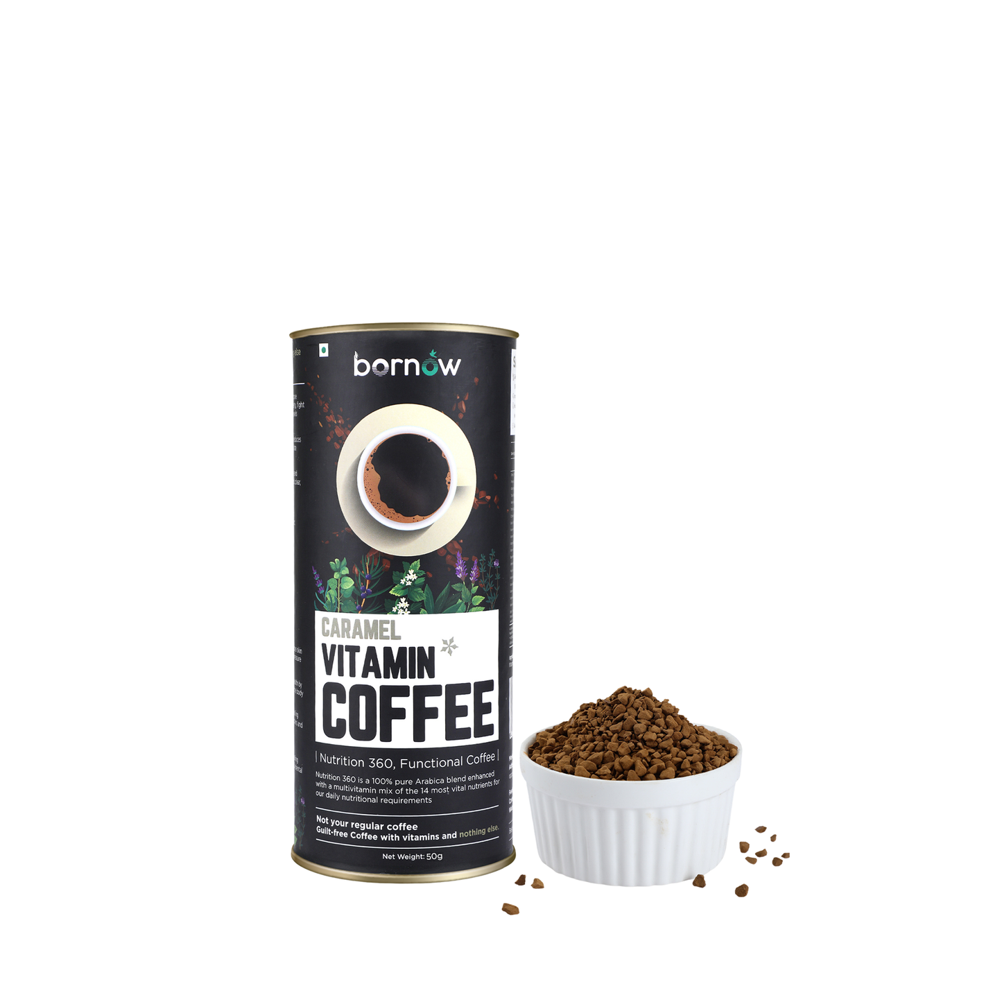 50 gm, Bornow Vitamin Coffee | 100% Pure Arabica | Freeze Dried Coffee