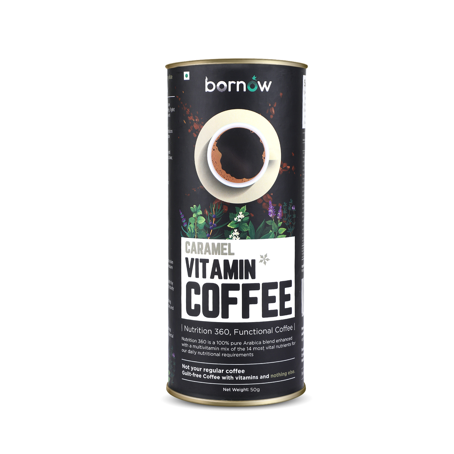 Caramel Vitamin Coffee with Multivitamins and Antioxidants | Bornow Coffee India | Healthy Caramel Vitamin Coffee for Weight Management and Focus