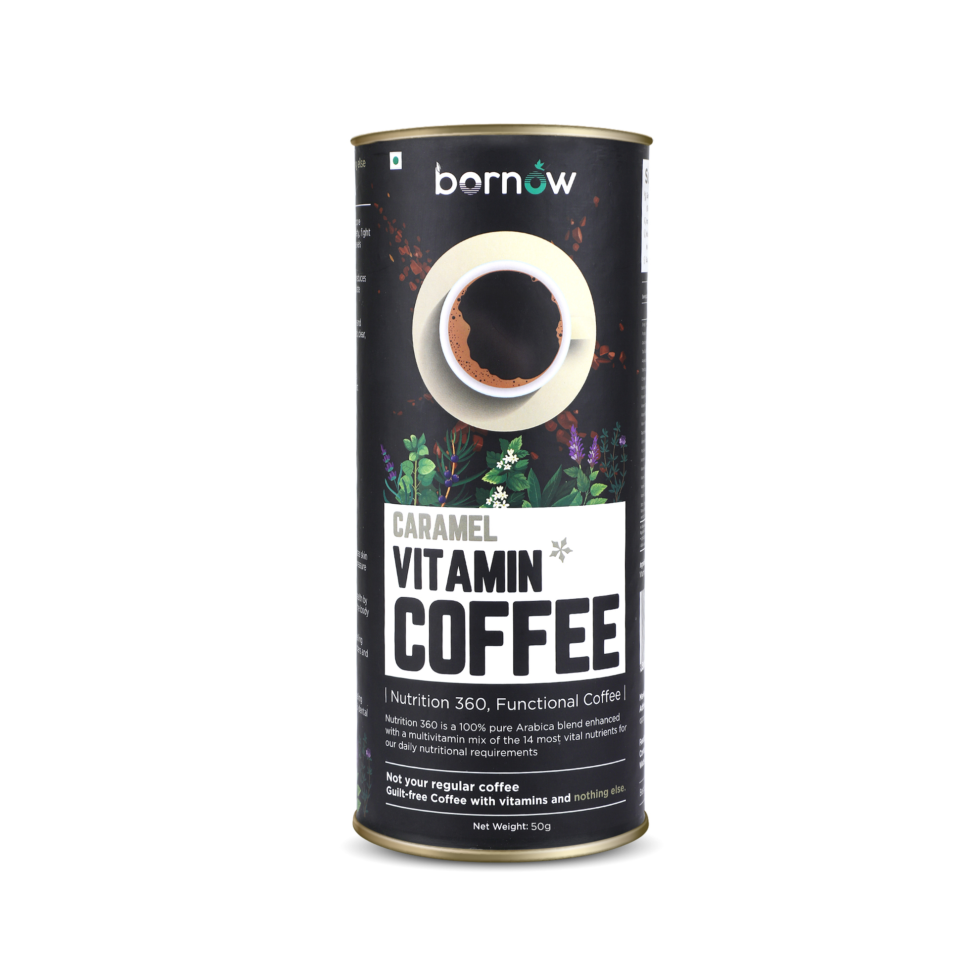 Caramel Vitamin Coffee with Multivitamins and Antioxidants | Bornow Coffee India | Healthy Caramel Vitamin Coffee for Weight Management and Focus