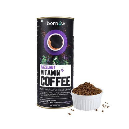 Premium Hazelnut Vitamin Coffee by Bornow – Healthy Arabica Blend | Bornow Hazelnut Coffee for Focus, Stamina and Great Taste