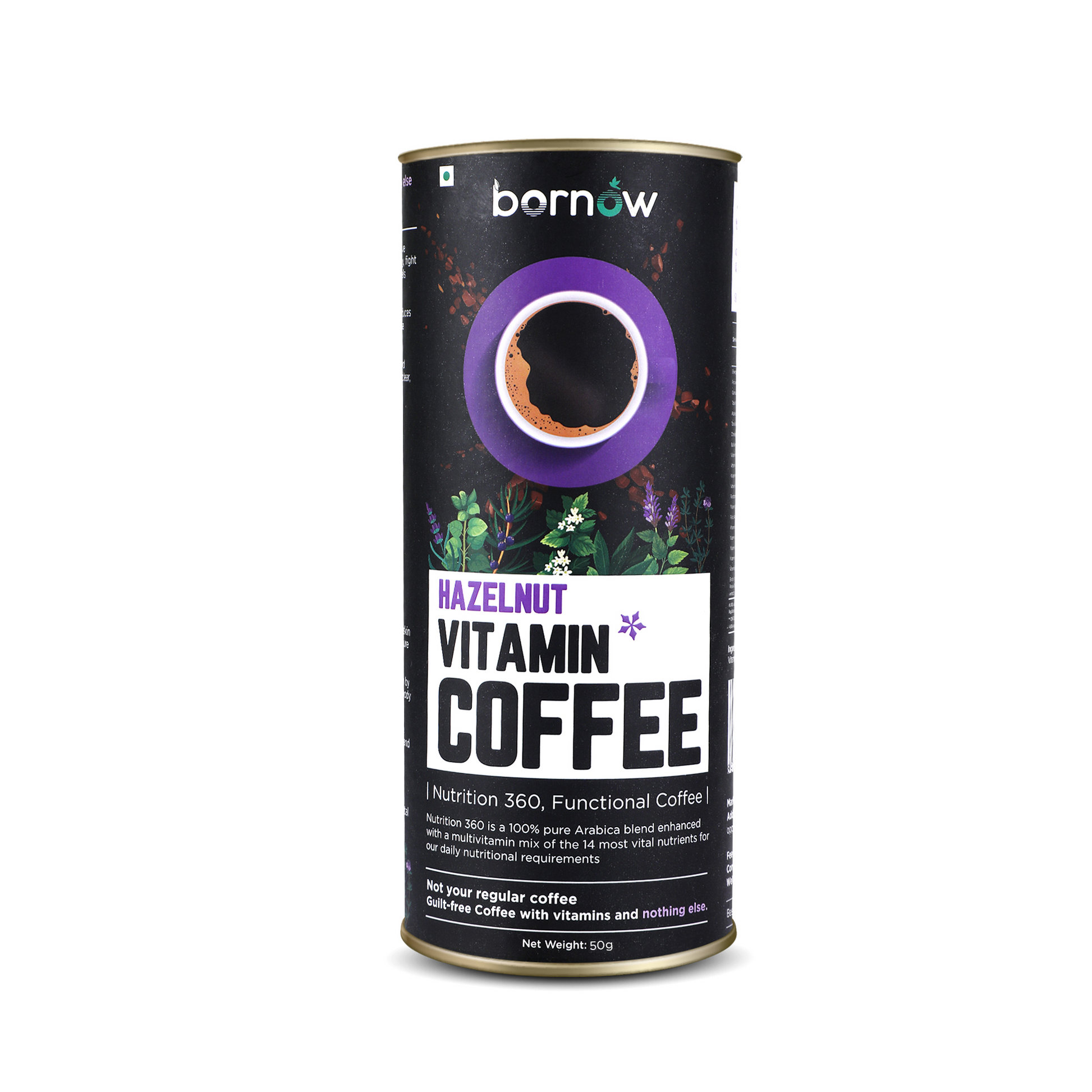 Bornow Hazelnut Vitamin Coffee – Nutty Healthy Arabica Blend for Energy | Hazelnut Vitamin Coffee with Multivitamins and Smooth Flavor | Bornow Brand